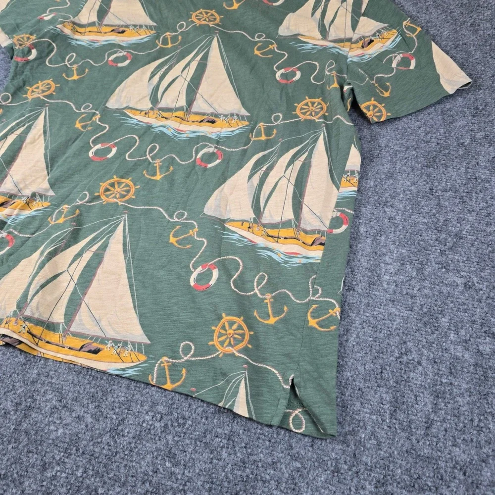 Ralph Lauren‎ Sailboat Print Shirt Anchor Nautical Olive Green XL/TG mac miller - Picture 13 of 13